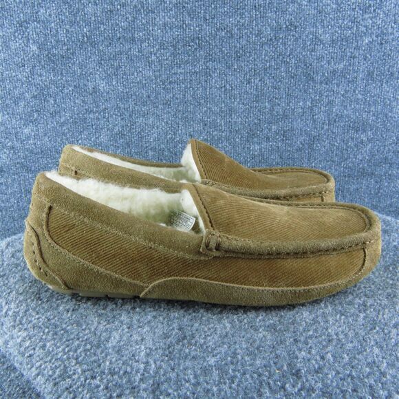 UGG Men's Ascot Corduroy Moccasin Brown Leather Size‎ 8M Gently Used 2025 - Picture 4 of 10